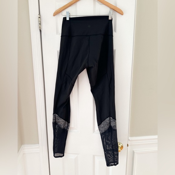 LuLulemon Black leggings with gray and mesh accent - Picture 2 of 5
